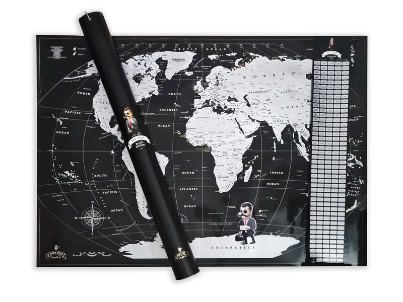 Скретч карта світу my map black silver edition eng в тубусі ...