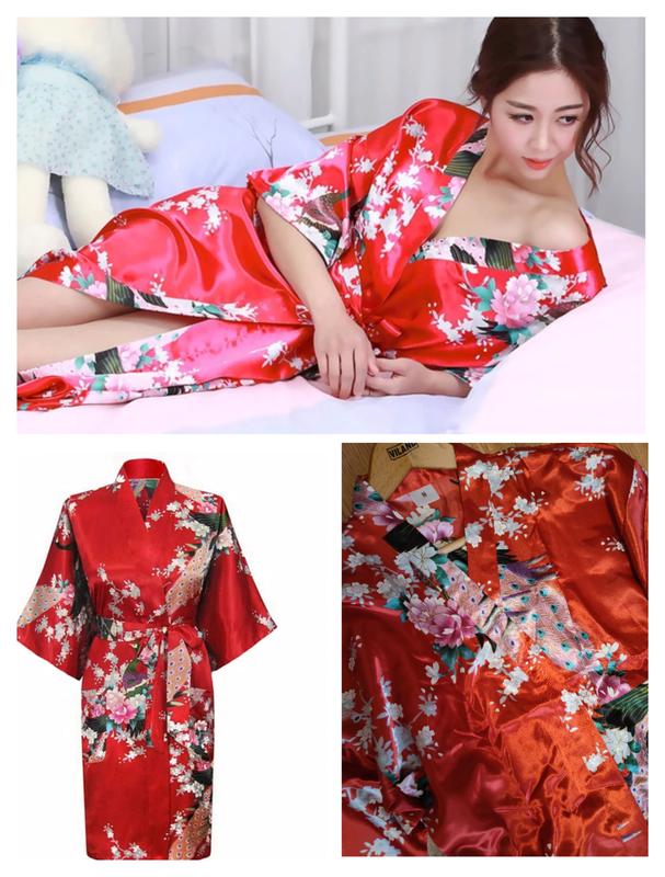 Халат кимоно из искусственного шелка в японском стиле — цена 455 грн в  каталоге Халаты ✓ Купить женские вещи по доступной цене на Шафе | Украина  #138874277