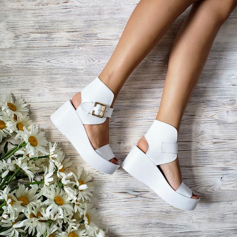 Босоножки р36-40 белые кожаные на платформе сандалии туфли босоніжки ...