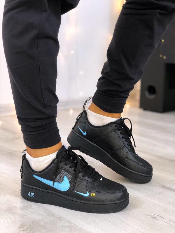 Nike air force 1 low on sale blue and black