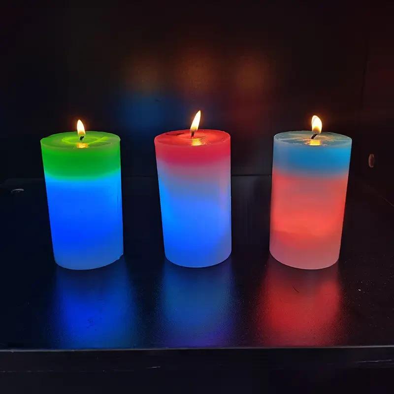 Декоративная восковая свеча с эффектом пламени и led подсветкой candles ...