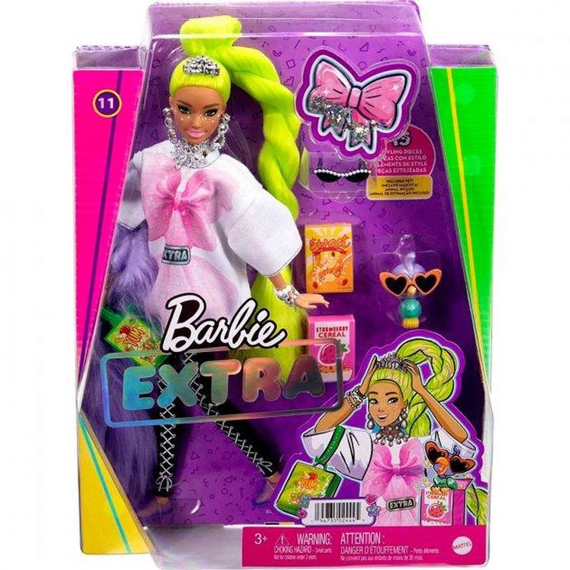 Кукла барби barbie extra doll экстра №11 с неоново-зелеными волосами ...
