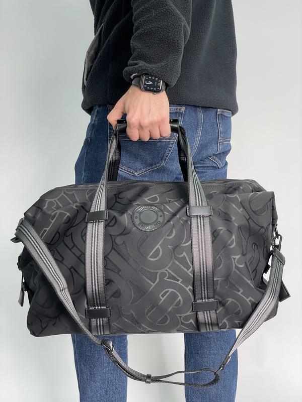 burberry black monogram recycled polyester jacquard holdall Burberry 3600