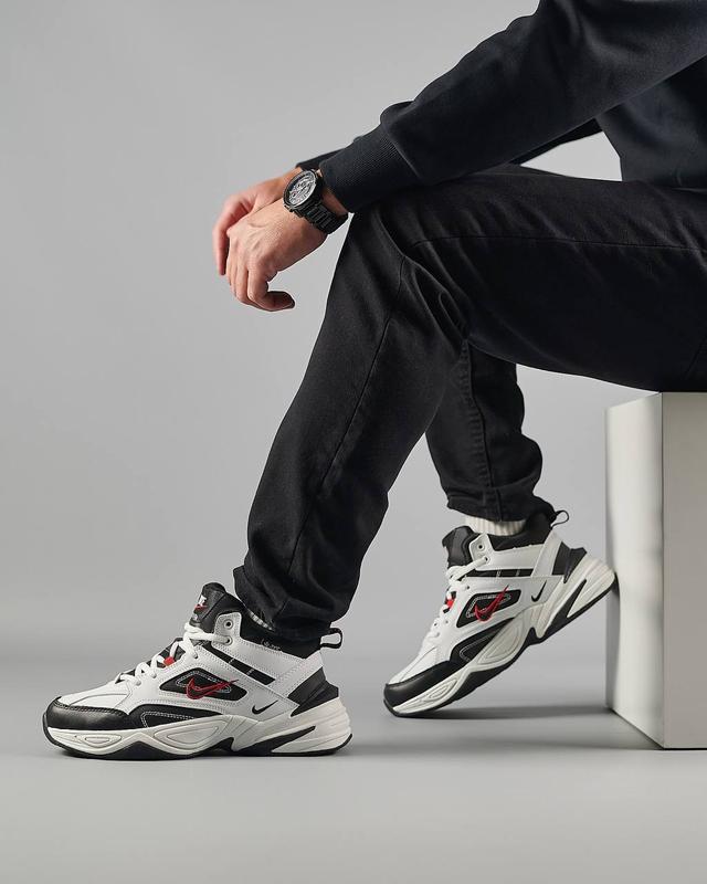 Nike m2k tekno black red sale