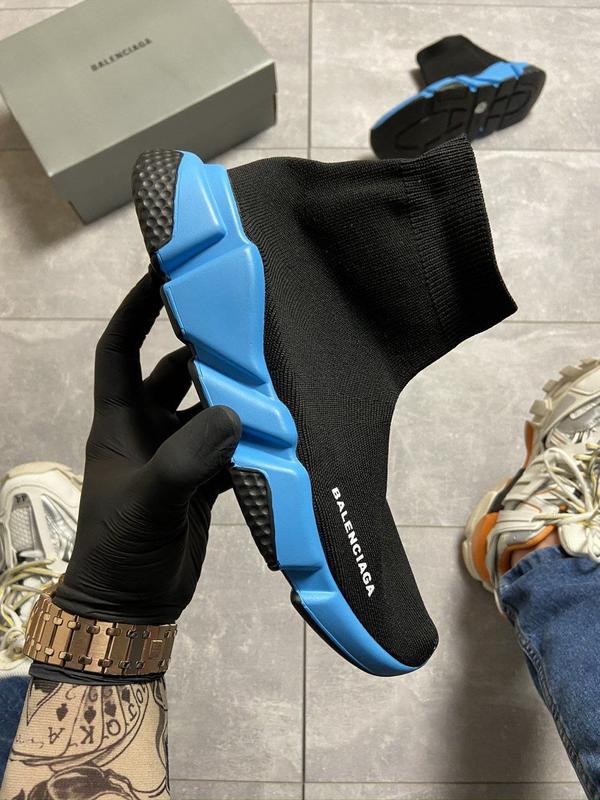 balenciaga speed trainer black blue