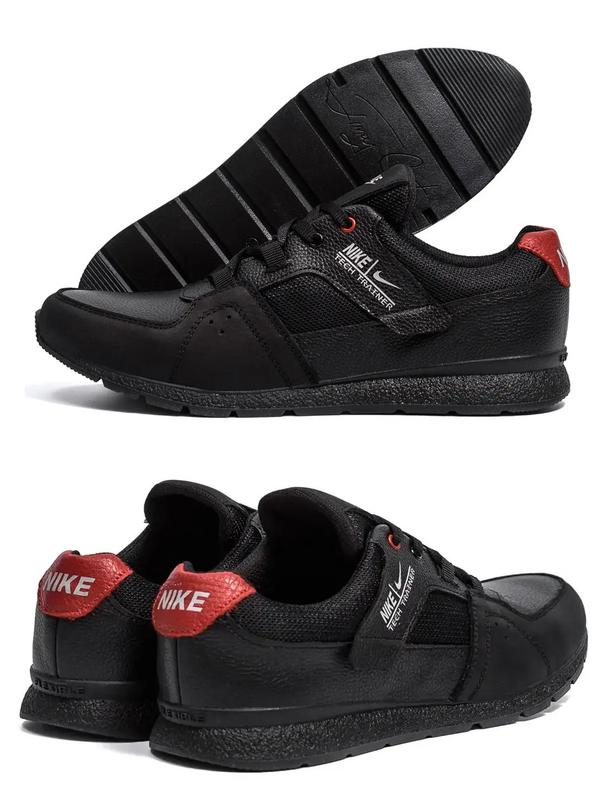 Мужские кожаные кроссовки nike (найк) tech trainer black, кожаные кеды ...