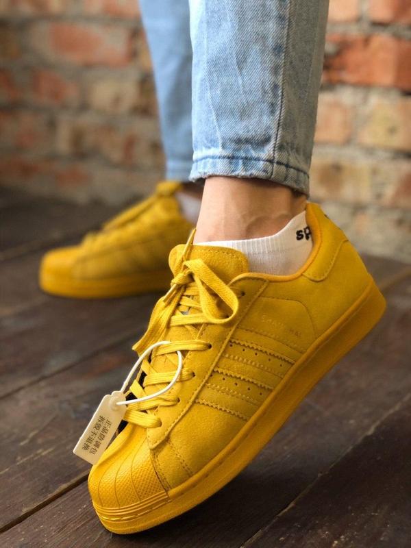 Кроссовки женские adidas superstar, желтые (адидас суперстар, адидасы ...