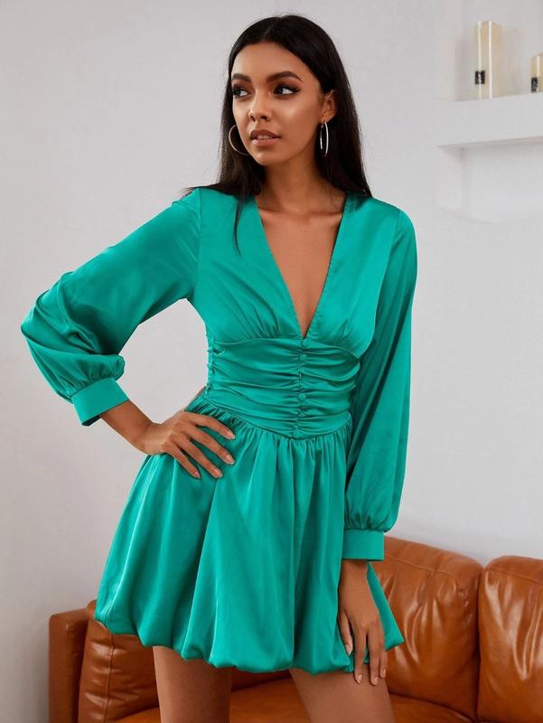 Платье , атласное платье shein , зеленое платье shein — цена 350 грн в ...