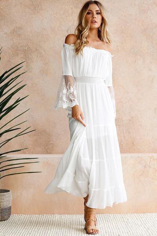 2 piece white maxi cheap dress