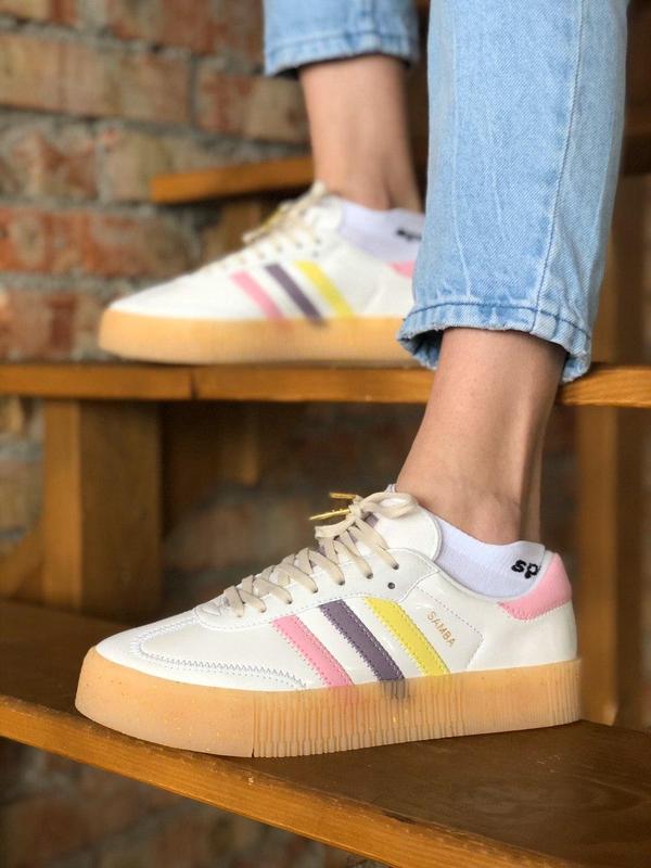 Крутые женские кроссовки adidas samba белые — цена 1950 грн в каталоге ...