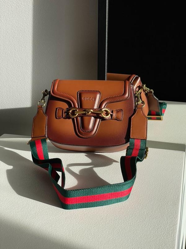 gucci lady web leather shoulder bag brown