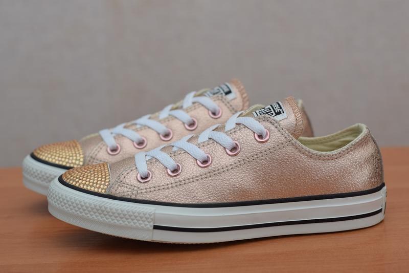 Кожаные кеды цвета розового золота со стразами converse all star, 36.5 размер. оригинал Converse, цена - 1000 грн, #38902493, купить по доступной цене | Украина - Шафа