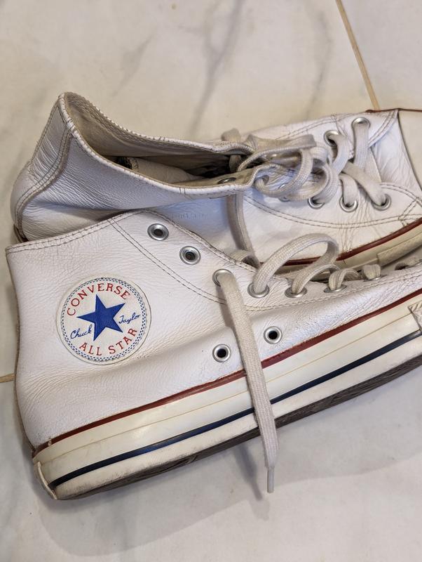 Кеды converse белые, кожаные, оригинал — цена 400 грн в каталоге Кеды ...