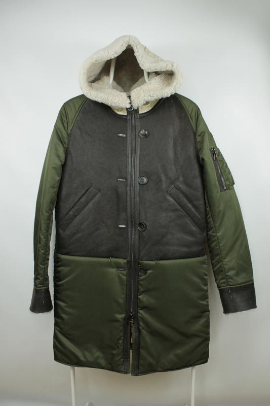 goosecraft axell lammy sheerling and nylon green hooded parka jacket 3590 143297164