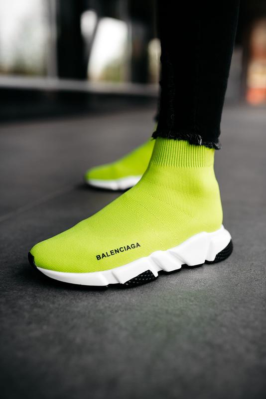 BALENCiAGA Speed logo print knit kids slip on sneakers