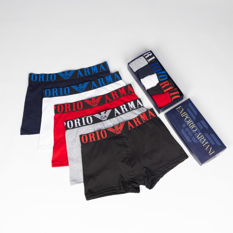 Брендовые мужские трусы эмпорио армани (набор 5 шт), комплект нижнего ...
