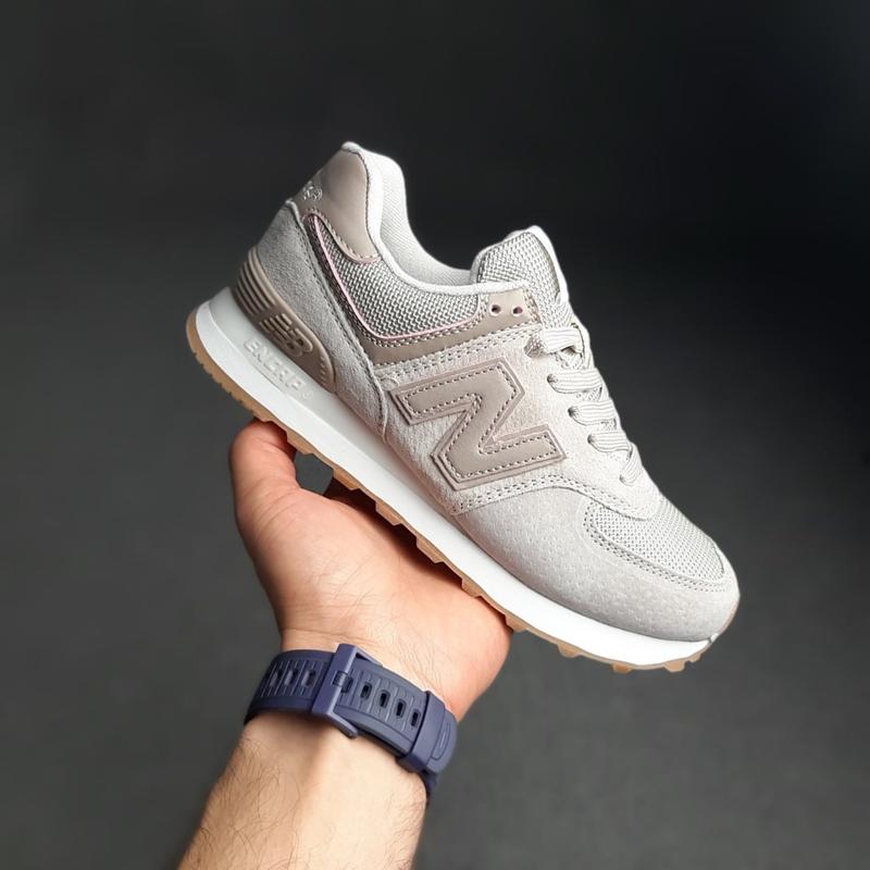 Женские летние замшевые кроссовки new balance 574 пудра кроссовки ...