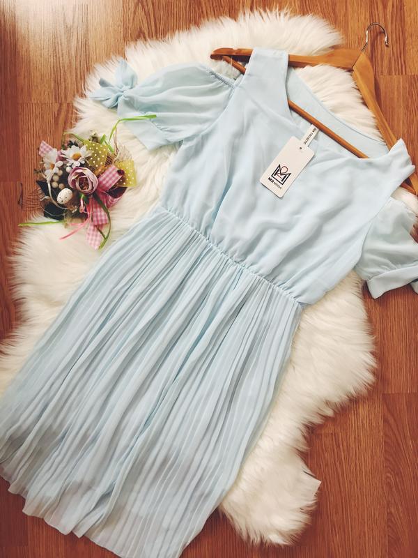 Голубое Платье Плиссе