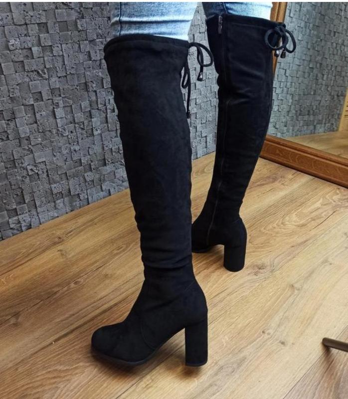 Ботфорты сапожки высокие на широком каблуке на флисе — цена 950 грн в ...