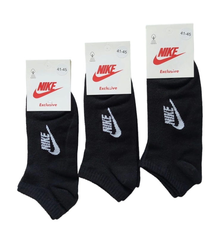 Набор 6 пар черные мужские летние носки "nike" найк короткие в сетку ...