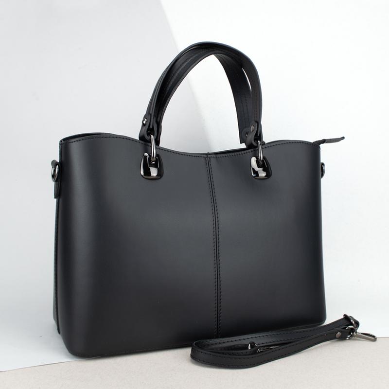 Сумка женская кожаная с 2 ручками virginia conti 01651 офисная черная ...