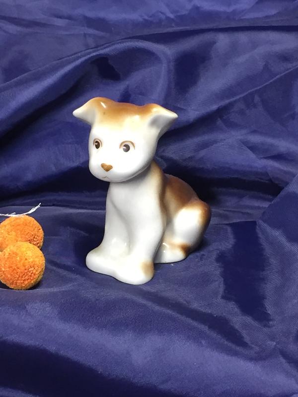 Статуэтка щенок фарфоровая винтажная фигурка н4180 советского периода ...