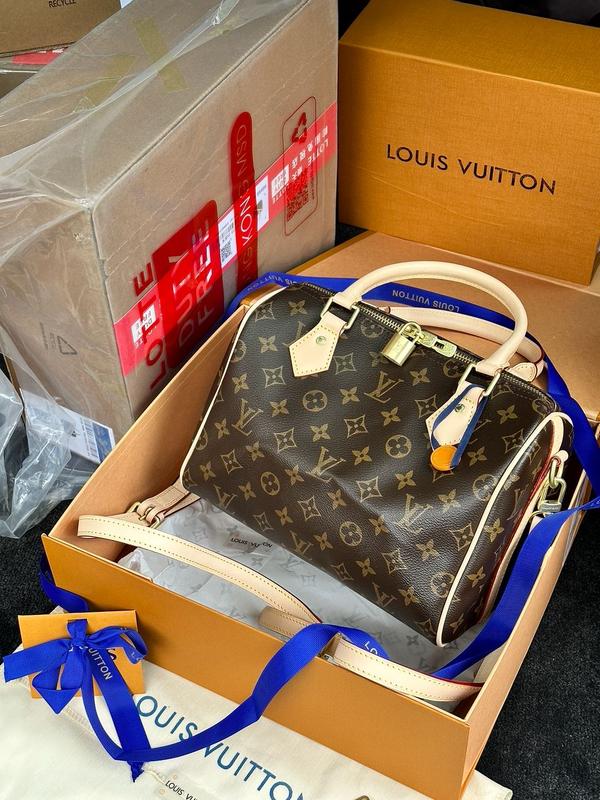 louis vuitton speedy bandouliere 30 brown pink premium 4350