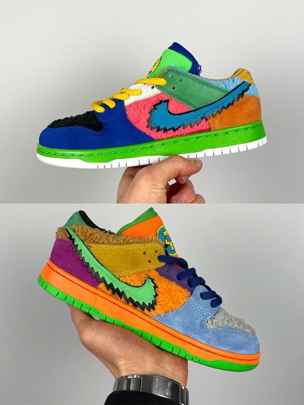 Яркие унисекс кроссовки nike sb dunk low x grateful dead bears