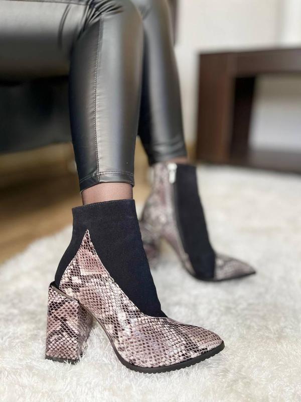 Snake Print Booties With Leather Leggings