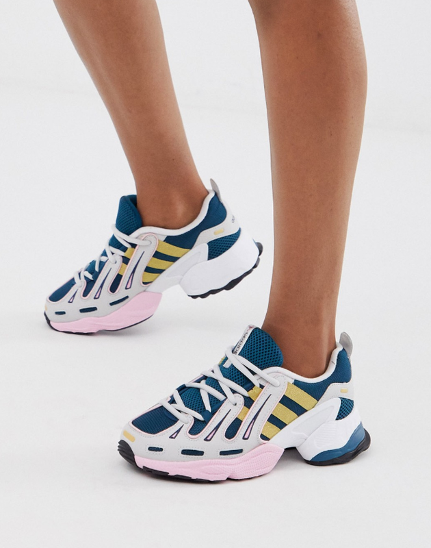 adidas originals eqt gazelle trainers in navy and pink