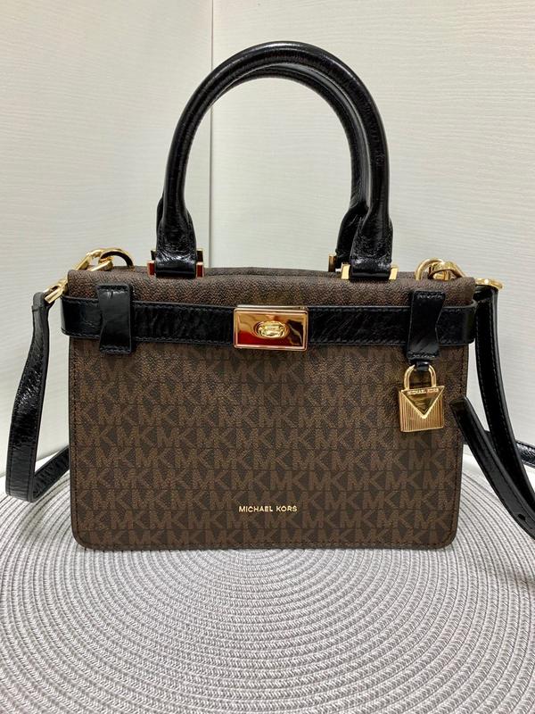 tatiana mini logo and leather satchel