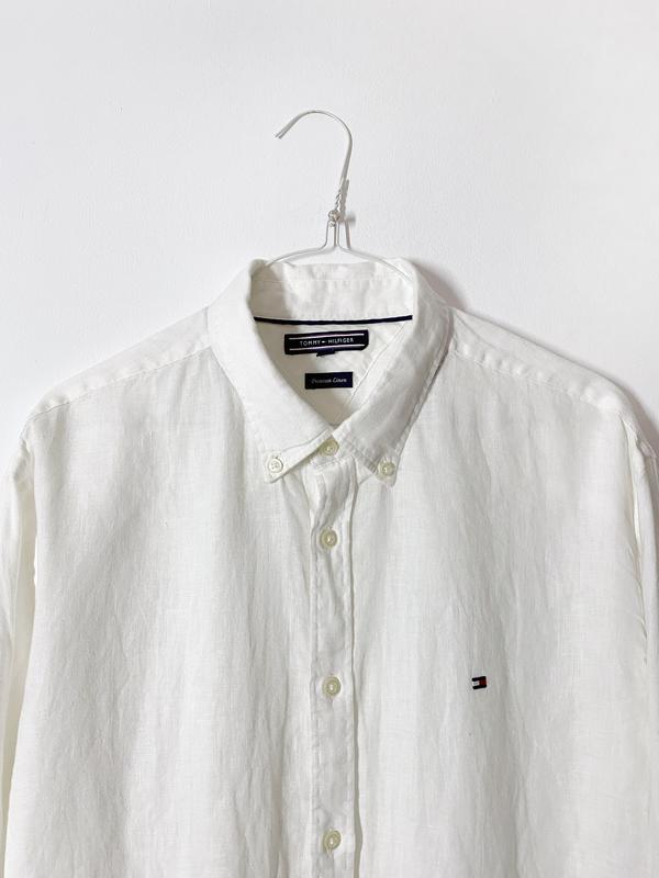 Белая мужская льняная рубашка лён tommy hilfiger premium linen — цена 500  грн в каталоге Рубашки ✓ Купить мужские вещи по доступной цене на Шафе |  Украина #42398821