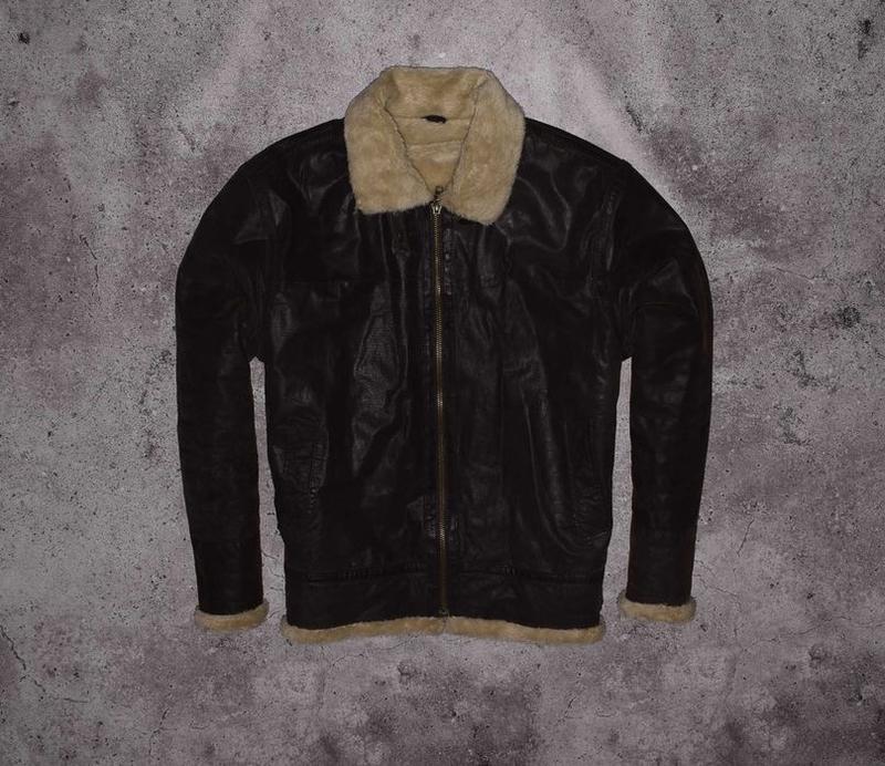 Clockhouse leather fur jacket (мужская зимняя кожаная куртка на меху ...