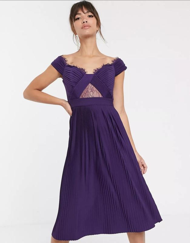 Брендовое платье премиум-класса с кружевом и плиссе asos design ...