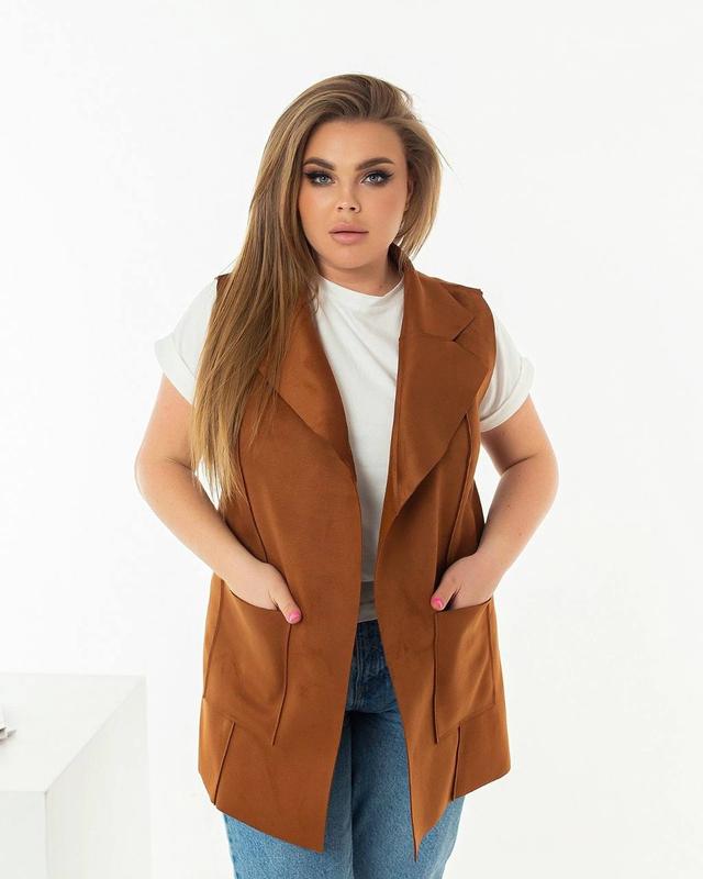 Стильный жилет большого размера, замшевая женская жилетка батал — цена ...