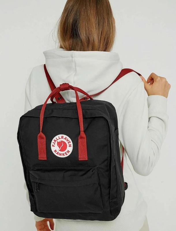 kanken classic black ox red