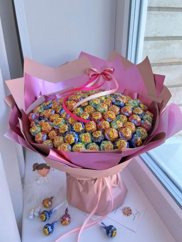 Съедобный буэт из чупа чупсов — цена 1900 грн в каталоге Конфеты Купить ...