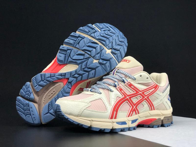 Мужские кожаные, бежевые с красным, стильные кроссовки asics gel kahana ...