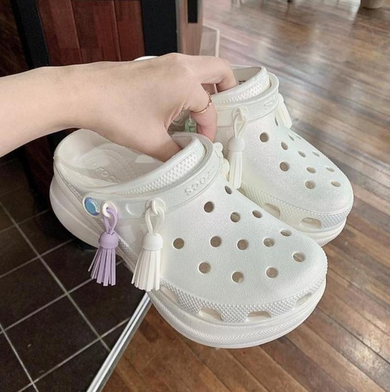 bae iridescent crocs