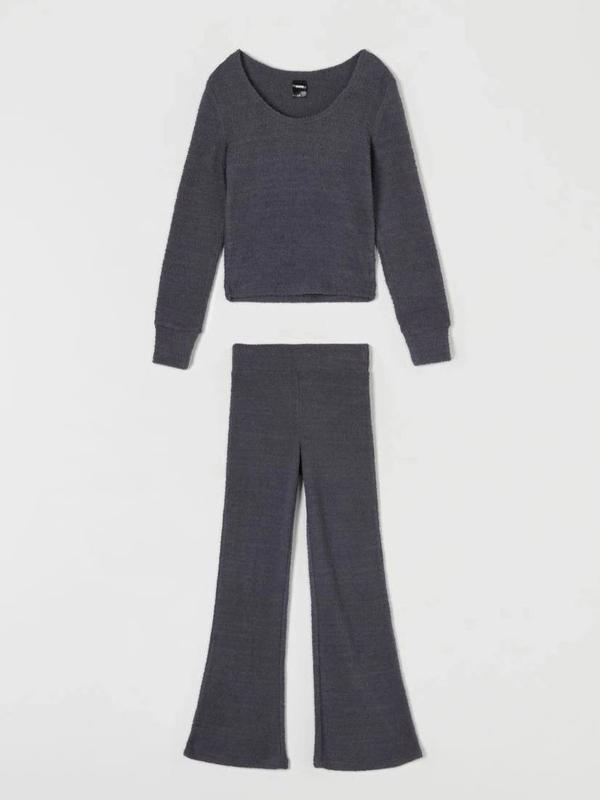 Костюм кроп топ штаны клеш плюшевые тедди zara y2k dollskill — цена 800 ...