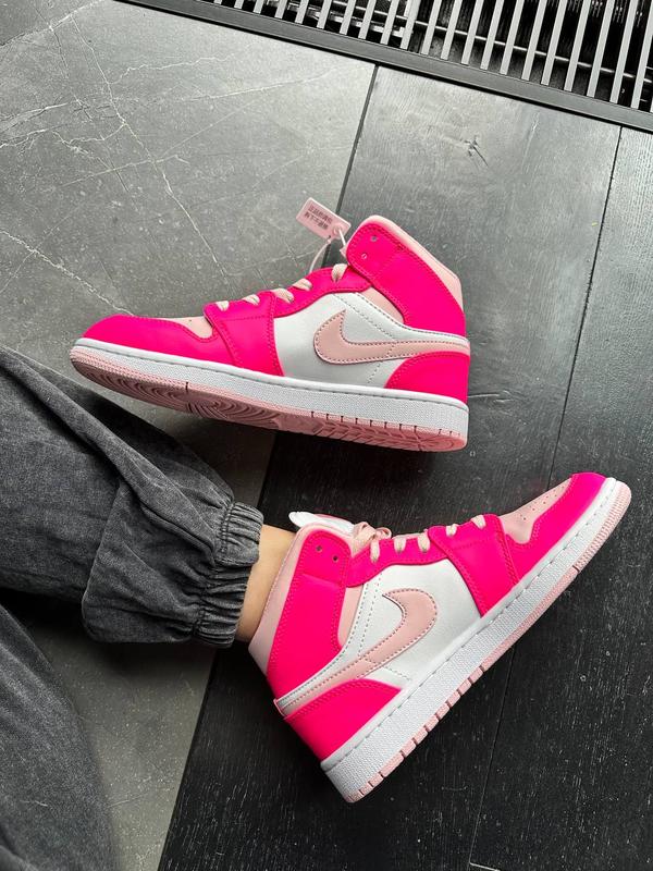 Nike air jordan high жіночі кросівки демі весна осінь малинові з
