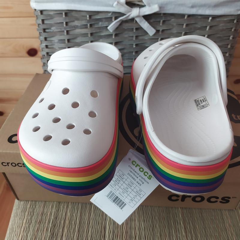 crocs rainbow platform shoes