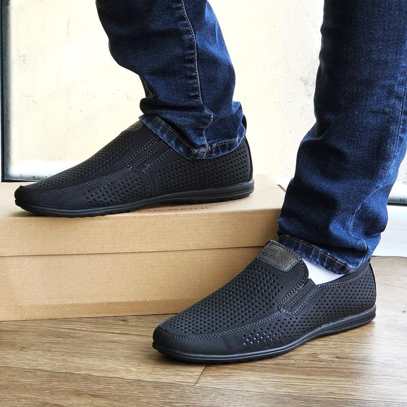 Мужские мокасины летние кроссовки сеточка туфли черные (размеры: 41,42 ...