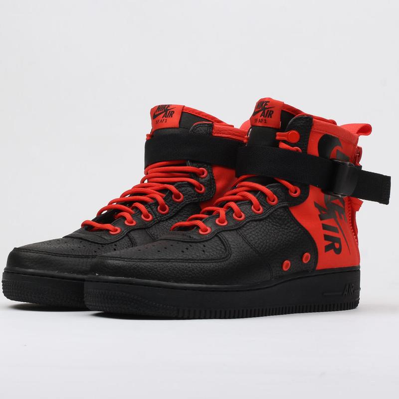 sf air force 1 mid habanero red black