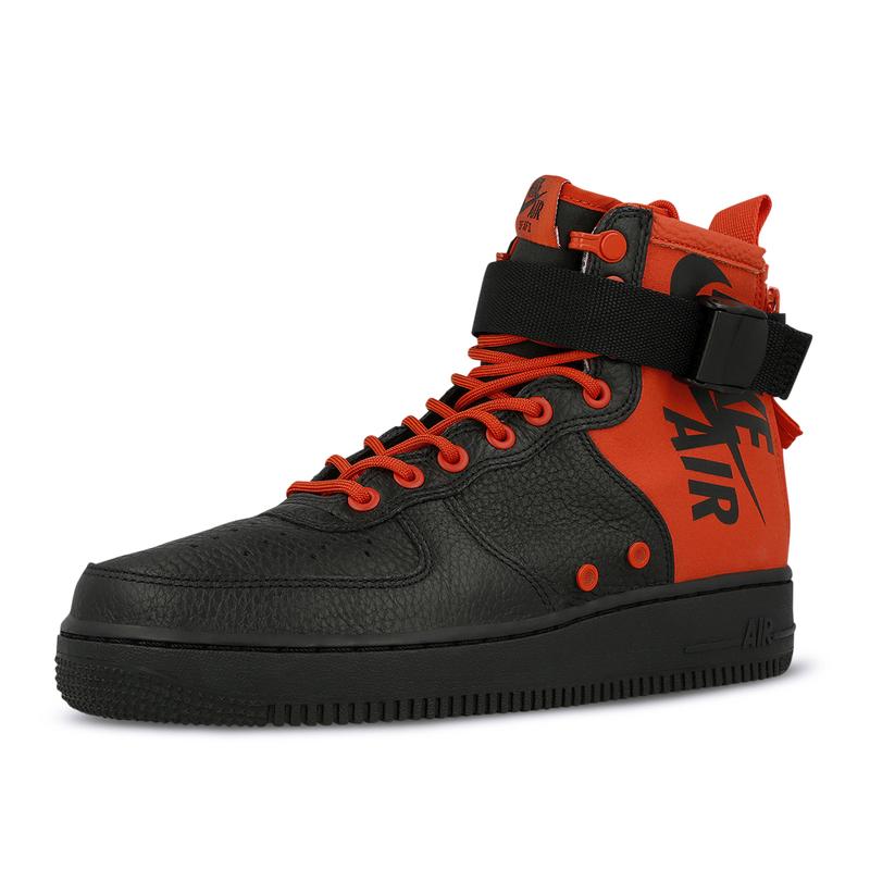 nike sf air force 1 mid habanero red black