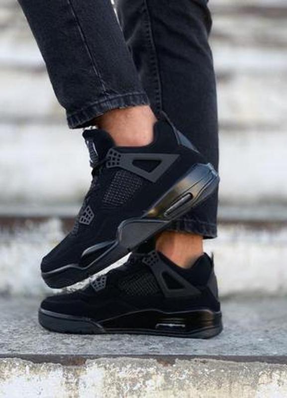 Кроссовки мужские jordan 4 retro black cat джордан блек кет черные j ...