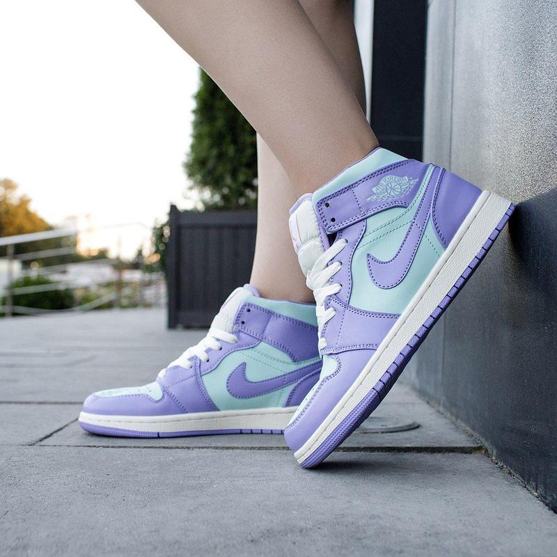 nike air jordan 1 mid purple aqua blue