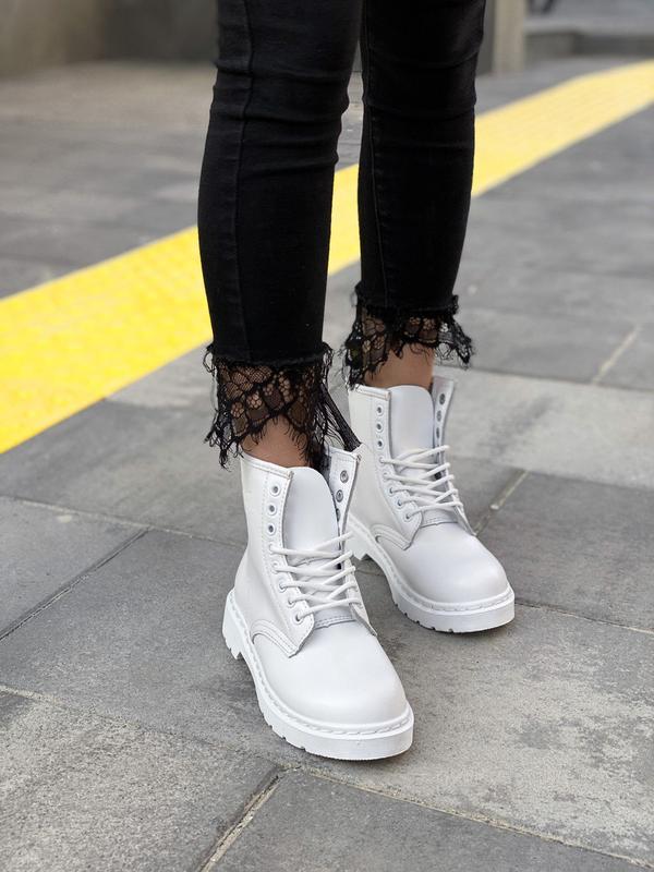 1460 mono smooth leather lace up boots white
