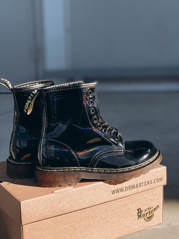 1460 rainbow patent lace up boots