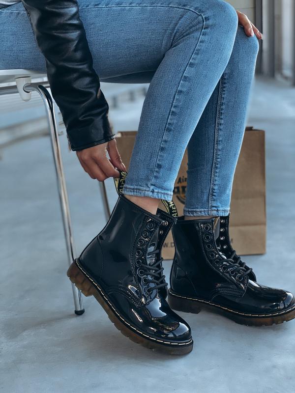 1460 rainbow patent lace up boots